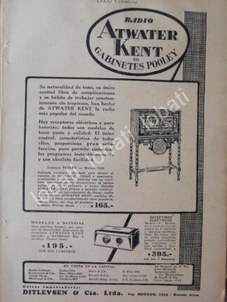 CARTEL ANTIGUO ORIGINAL DE RADIOS ATWATER KENT 1920s / 121