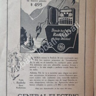 CARTEL ANTIGUO ORIGINAL DE RADIOS RADIOLA MOD. 26 GENERAL ELECTRIC 1920s / 120 / RARO