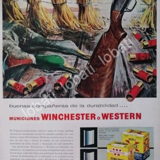CARTEL ANTIGUO ORIGINAL DE CARTUCHOS O MUNICIONES WINCHESTER 1950s /95 ( ARMAS )