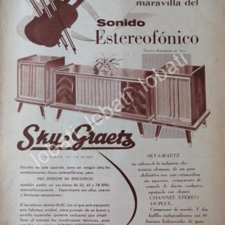 CARTEL ANTIGUO ORIGINAL DE RADIO CONSOLA SKY GRAETZ 1959 /107 /RARO