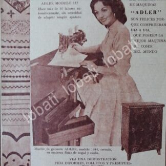 CARTEL ANTIGUO ORIGINAL DE MAQUINAS DE COSER ADLER 1953 /103, CASA DIAZ DE MAQUINAS