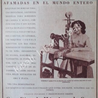 CARTEL ANTIGUO ORIGINAL DE MAQUINAS BORDADORAS CORNELY 1953 /101