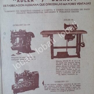 CARTEL ANTIGUO ORIGINAL DE CASA DIAZ DE MAQUINAS DE COSER, MAQUINAS DURKOPP 1953 /100