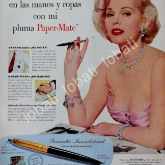 CARTEL ANTIGUO ORIGINAL DE ZSA ZSA GABOR Y BOLIGRAFOS PEPERMATE 1953 /97 FEP MUY RARO