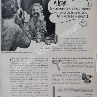 CARTEL ANTIGUO ORIGINAL DE ROSITA QUINTANA Y VIBRADOR FACIAL GILBERT 1953 /96 FEP