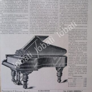 CARTEL ANTIGUO ORIGINAL DE PIANOS STEINWAY 1895 CASA WAGNER Y LEVIEN /87