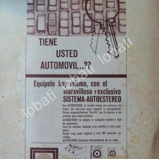 CARTEL ANTIGUO ORIGINAL DE AUTOESTEREO SOLTAJ I - 1956 /85 SUPER RARO