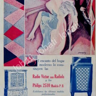 CARTEL ANTIGUO ORIGINAL DE AFICHE ART NOUVEAU RADIOLAS VICTOR Y PHILIPS, 1920s /84