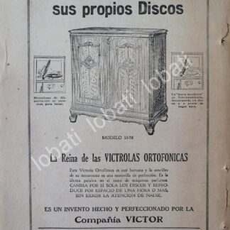 CARTEL ANTIGUO ORIGINAL DE GRAMOFONO VICTROLA BORGIA II - 1927 /80