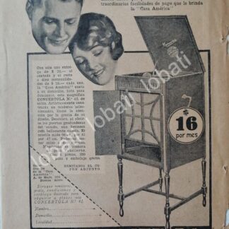 CARTEL ANTIGUO ORIGINAL DE GRAMOFONO CONCERTOLA No. 42 1927 /78