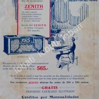 CARTEL ANTIGUO ORIGINAL DE RADIOS ZENITH 1929 /77