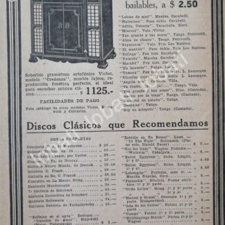 CARTEL ANTIGUO ORIGINAL DE GRAMOFONOS VICTOR 1920s /76
