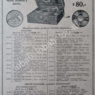 CARTEL ANTIGUO ORIGINAL DE GRAMOFONO VICTROLA VICTOR PORTATIL 1920s /71