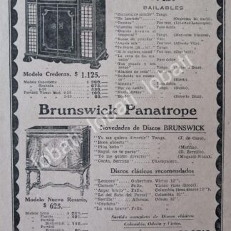 CARTEL ANTIGUO ORIGINAL DE VICTROLAS VICTOR & BRUNSWICK 1927 /70