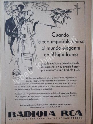 CARTEL ANTIGUO ORIGINAL DE RADIOLAS RCA , 1930 ARGENTINA /67