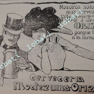 CARTEL ANTIGUO ORIGINAL DE MINI CARTEL CERVEZA MOCTEZUMA 1912 /162 MUY RARO