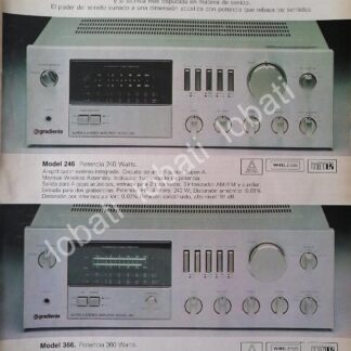 CARTEL ANTIGUO ORIGINAL DE AMPLIFICADORES GRADIENTE 246 & 366 1980s /203
