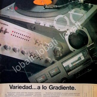 CARTEL ANTIGUO ORIGINAL DE TORNAMESA Y EQUIPOS GRADIENTE 1980s /196