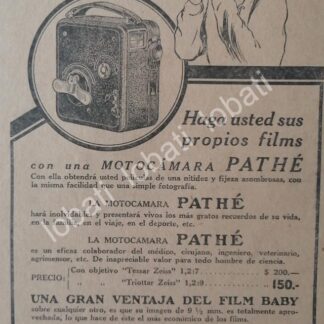 CARTEL ANTIGUO ORIGINAL DE CAMARAS FILMADORAS PATHE 1926 /4
