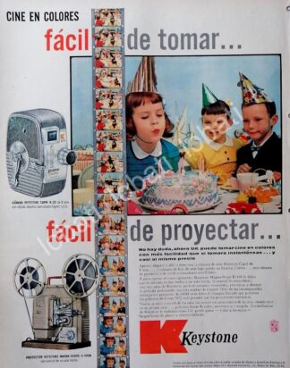 CARTEL ANTIGUO ORIGINAL DE CAMARA DE CINE CAPRI K25 KEYSTONE Y MAS 1956 /2