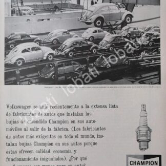 CARTEL ANTIGUO ORIGINAL DE BUJIAS CHAMPION Y AUTOS VOLKSWAGEN CARIBE 1962 /36