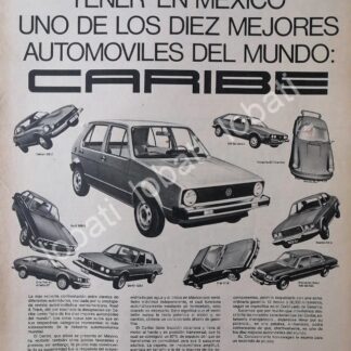 CARTEL ANTIGUO ORIGINAL DE AUTOS VOLKSWAGEN CARIBE 1977 1RA GENERACION /35