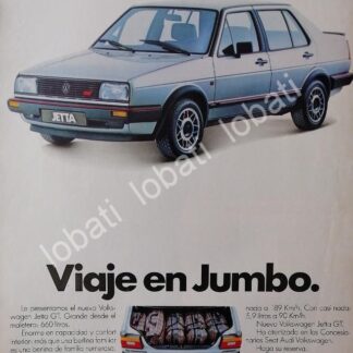 CARTEL ANTIGUO ORIGINAL DE AUTOS VOLKSWAGEN JETTA GT 1986 /29