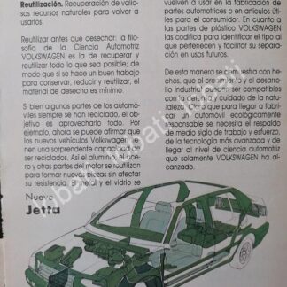 CARTEL ANTIGUO ORIGINAL DE MINI CARTEL. AUTOS VOLKSWAGEN JETTA 1980s /16