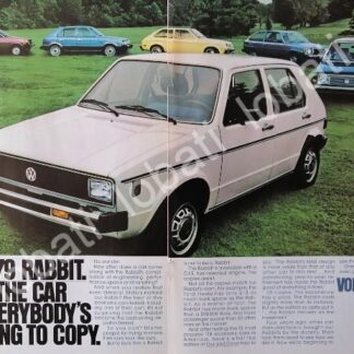 CARTEL ANTIGUO ORIGINAL DE AUTOS VOLKSWAGEN RABBIT (CARIBE) 1979 /2
