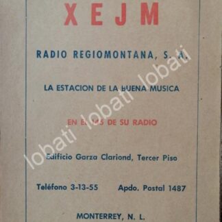 CARTEL ANTIGUO ORIGINAL DE RADIO DIFUSORA XEJM RADIO MONTERREY 1960s /39