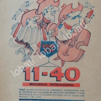 CARTEL ANTIGUO ORIGINAL DE INICIOS DE LA RADIO DIFUSORA XEMR RADIO MONTERREY 1960s /35