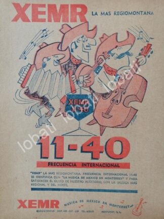 CARTEL ANTIGUO ORIGINAL DE INICIOS DE LA RADIO DIFUSORA XEMR RADIO MONTERREY 1960s /35
