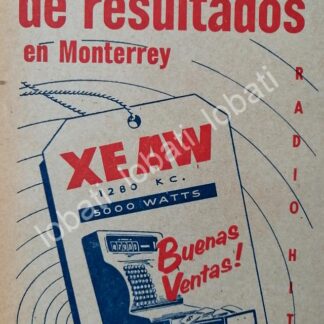 CARTEL ANTIGUO ORIGINAL DE RADIO DIFUSORA XEAW RADIO MONTERREY 1959 /33