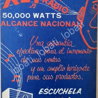 CARTEL ANTIGUO ORIGINAL DE RADIO DIFUSORA XET RADIO MONTERREY 1960s /32