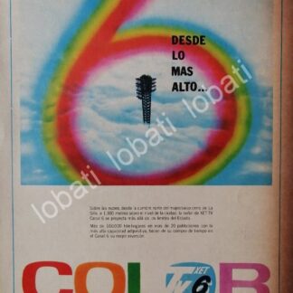 CARTEL ANTIGUO ORIGINAL DE TELEVISORA CANAL 6 XET-TV A COLOR 1960s /31