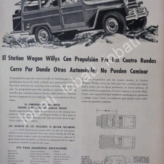 CARTEL ANTIGUO ORIGINAL DE AUTOS WILLYS STATION WAGON 1954 /268