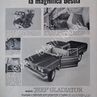 CARTEL ANTIGUO ORIGINAL DE AUTOS PICKUP JEEP GLADIATOR 1962 1RA VERSION /265 RARO