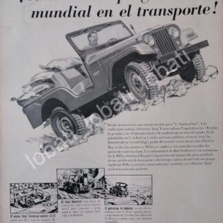 CARTEL ANTIGUO ORIGINAL DE AUTOS WILLYS JEEP UNIVERSAL 1953 /264