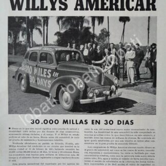 CARTEL ANTIGUO ORIGINAL DE AUTOS WILLYS AMERICAR 1941 ROMPE RECORD /263 SUPER RARO