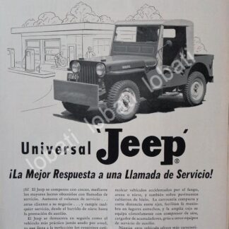 CARTEL ANTIGUO ORIGINAL DE AUTOS WILLYS JEEP UNIVERSAL 1952 /259
