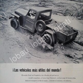 CARTEL ANTIGUO ORIGINAL DE AUTOS PICKUP WILLYS 1953 /255