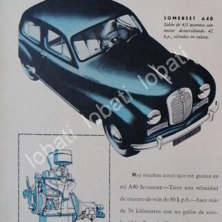 CARTEL ANTIGUO ORIGINAL DE AUTOS BMC AUSTIN SOMERSET A40 1953 /246 RARO