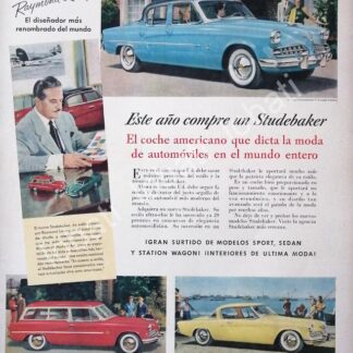 CARTEL ANTIGUO ORIGINAL DE RAYMOND LOEWY Y AUTOS STUDEBAKER 1955 /241