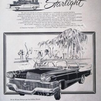 CARTEL ANTIGUO ORIGINAL DE AUTOS STUDEBAKER STARLIGHT 1958 /237
