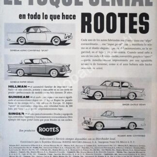 CARTEL ANTIGUO ORIGINAL DE AUTOS ROOTES 1959 VARIOS /225