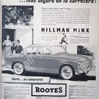 CARTEL ANTIGUO ORIGINAL DE AUTOS ROOTES HILLMAN MINX 1957 /223