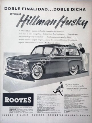 CARTEL ANTIGUO ORIGINAL DE AUTOS ROOTES HILLMAN HUSKY 1956 /229