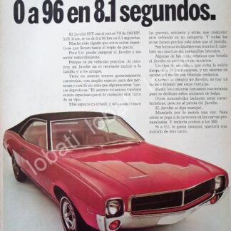 CARTEL ANTIGUO ORIGINAL DE AUTOS AMERICAN JAVELIN SST 1967 1RA EDICION /216 RARO