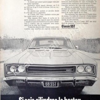 CARTEL ANTIGUO ORIGINAL DE AUTOS AMERICAN RAMBLER CLASSIC SST 1968 /210 RARO