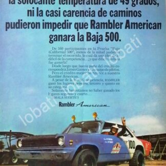 CARTEL ANTIGUO ORIGINAL DE AUTOS AMERICAN RAMBLER GANA CARRERA BAJA 500 1968 /209